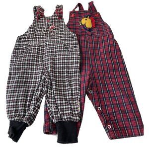 Vintage Baby Boys Overalls 12 Months Gymboree Healthtex Red Black Lot 80s 90s
